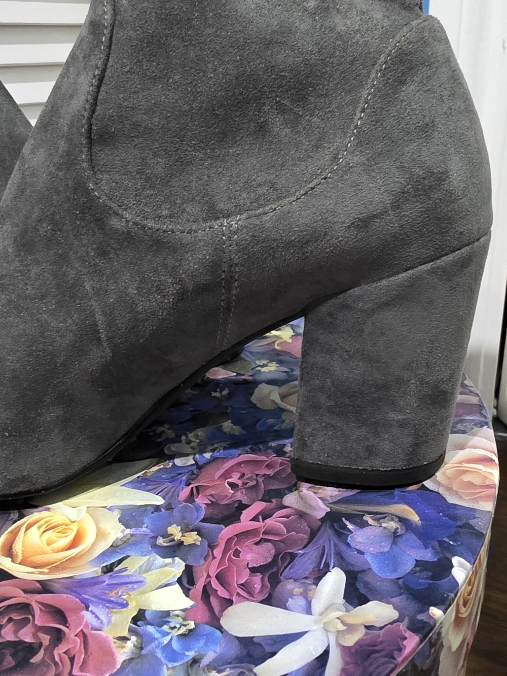 Halogen Charcoal Gray Suede Block Heel Ankle Boots - Picture 9 of 9